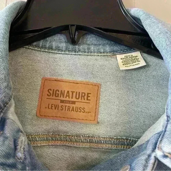 LEVI'S Signature Gold Denim Blue Jean Trucker Jacket ~ Women's Plus Size XXL - Picture 2 of 6